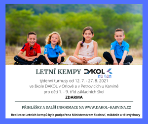 LETNÍ KEMPY DAKOL 2021 leták